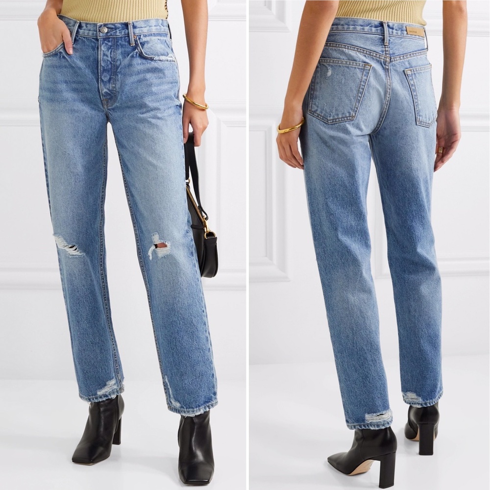 ✨NWT✨ GRLFRND Helena Distressed Straight Leg Jean in Good Life - Picture 4 of 9